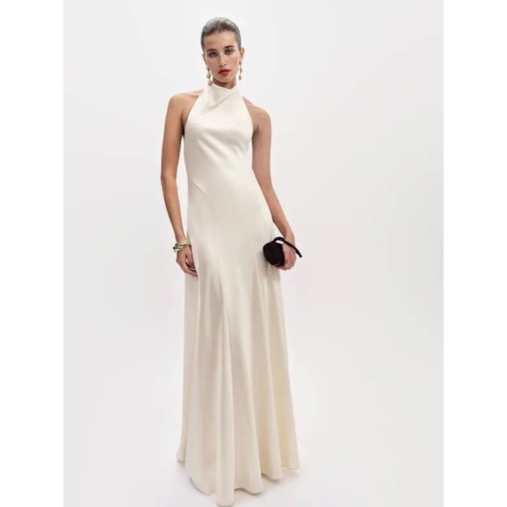 Reformation Roy Satin Maxi Dress Ivory Brand New - Picture 9 of 13